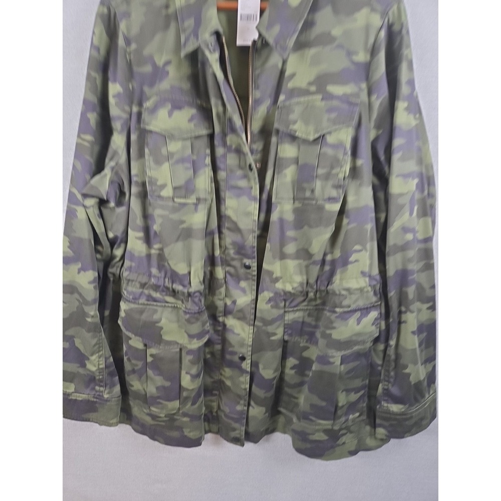 Lane Bryant Field Utility Green Blue Camo Jacket Womens 16 Fitted Grunge NEW - Picture 2 of 13